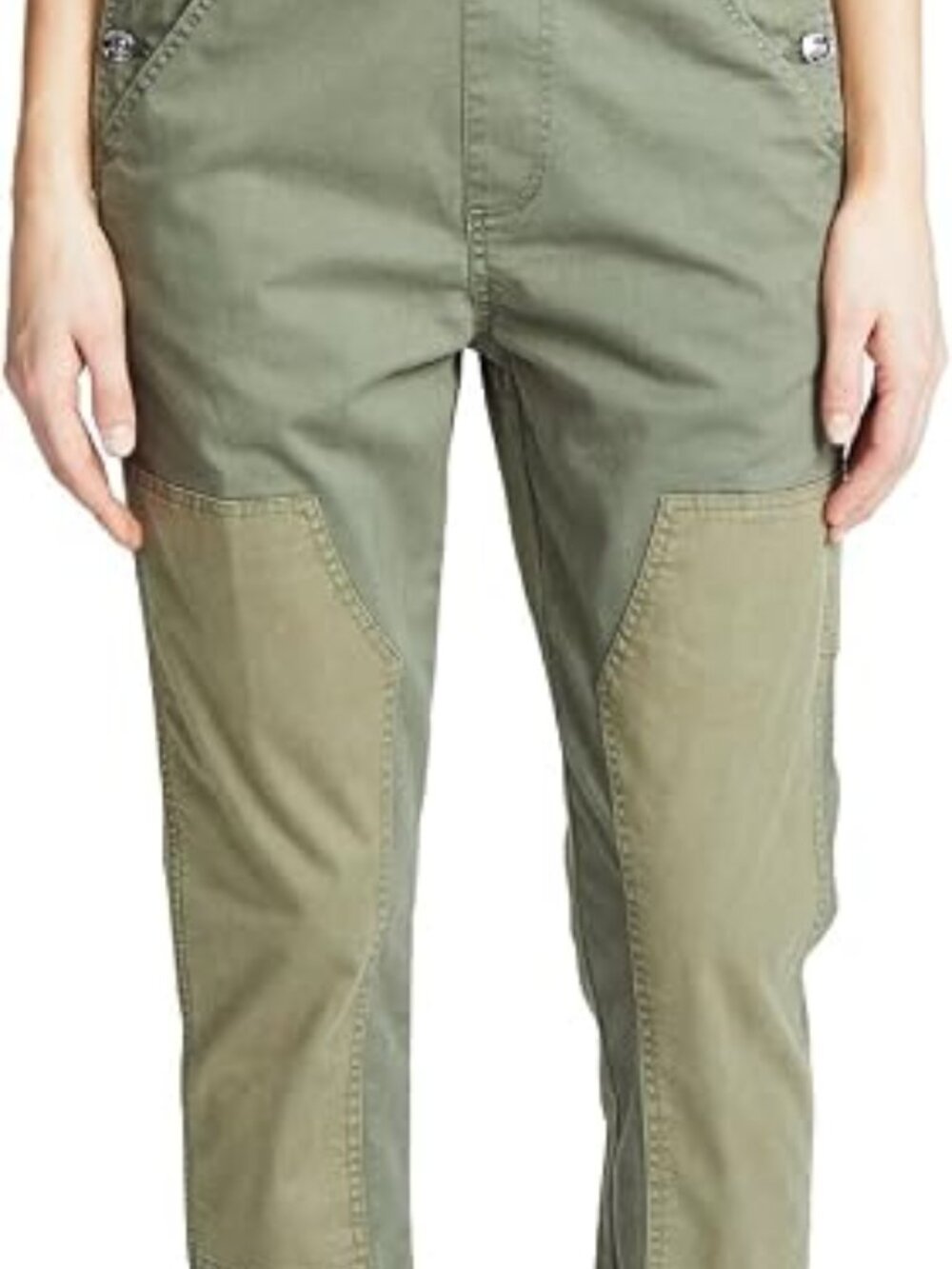 Hudson Jeans Workwear Stretch Cotton Overalls in Olive Remix (Green) Medium - Picture 3 of 7